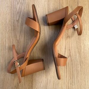 Elegant Tan Block Heel Sandals